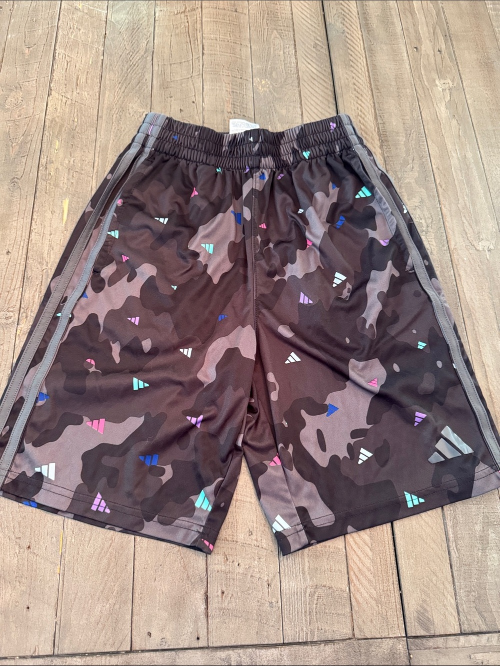 adidas Black Camo Shorts with Multicolor Accents